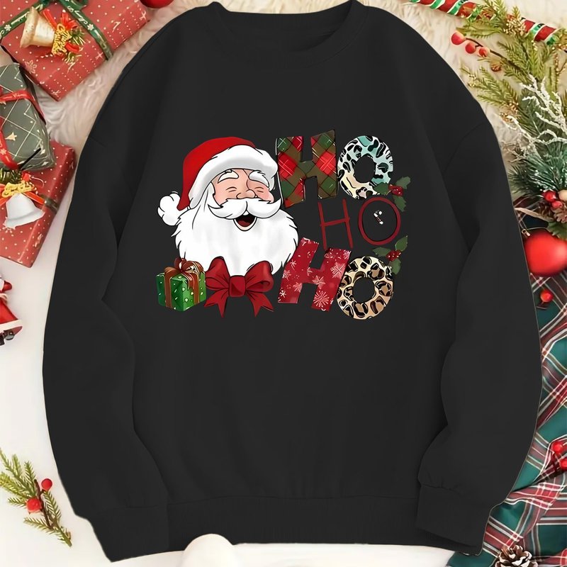 レディース クリスマス クルーネック スウェットシャツ フェスティバル グラフィック プリント ポリエステル ニット生地 カジュアル 4|undefined