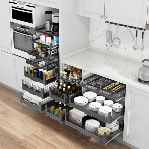 Misco seasoning pull basket kitchen cabinet split three-layer drawer type tool basket kitchen cabinet storage rack storage flat basket