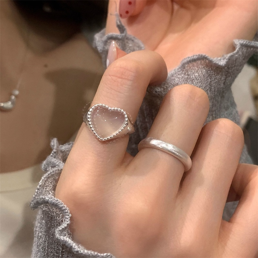 Small design transparent universal elegant ring heart shaped