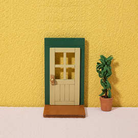 1:12娃娃屋dollhouse迷你家具模型摆件 木质圣诞门饰品配件摆饰