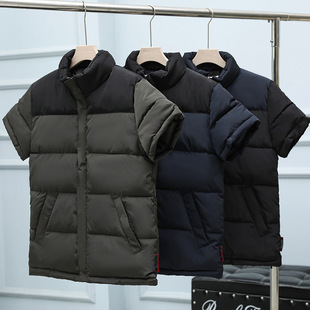 Men's short-sleeved cotton-padded jacket, down cotton-padded jacket, extra large size, thick, half-sleeved cotton-padded coat for the elderly