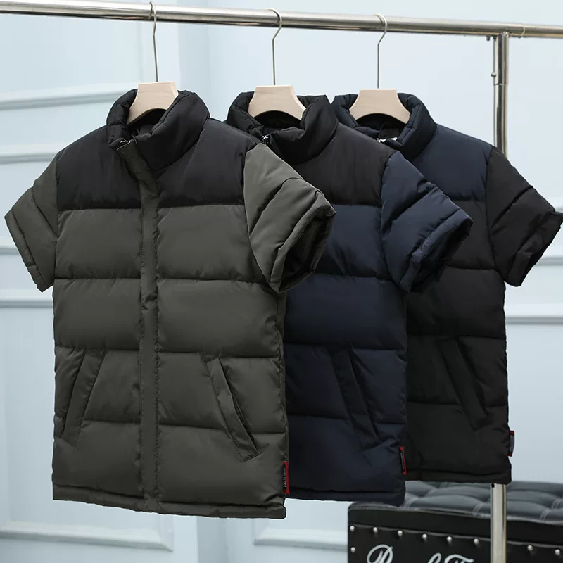 Пуховик с пухом, зимняя шапка, с коротким рукавом, плюс sizes