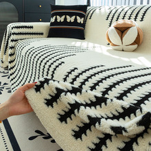 简约轻奢毛绒沙发盖布巾四季通用防滑全包沙发套罩一整张全盖毯布