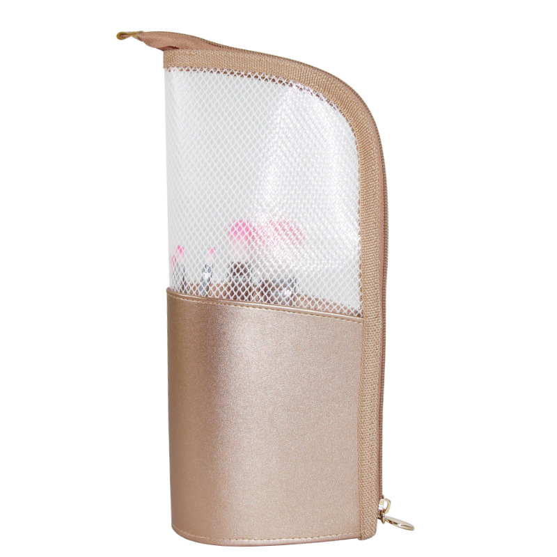 亚马逊跨境化妆包防水PU便携立体多功能收纳袋化妆刷眉笔可视收纳