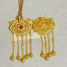 沙金饰品宫廷风珐琅彩龙凤流苏平安锁包吊坠项链女时尚百搭毛衣链