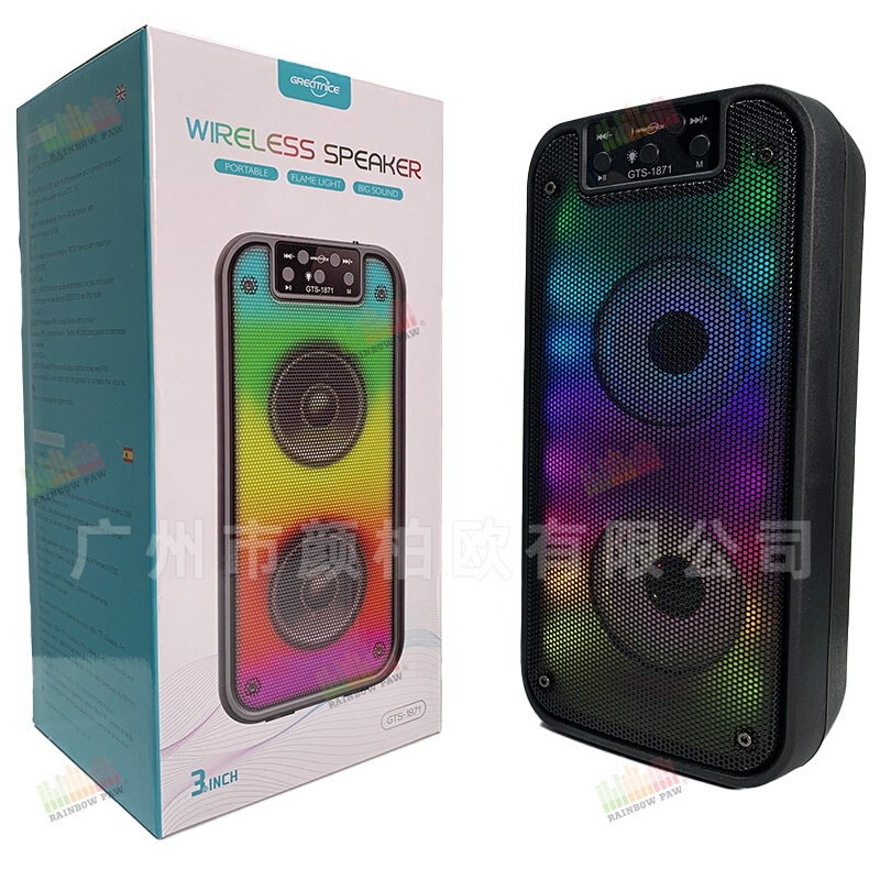 Factory supply GTS series GTS-1871 outdoor trolley type high-power subwoofer dual 3 inch Bluetooth speaker