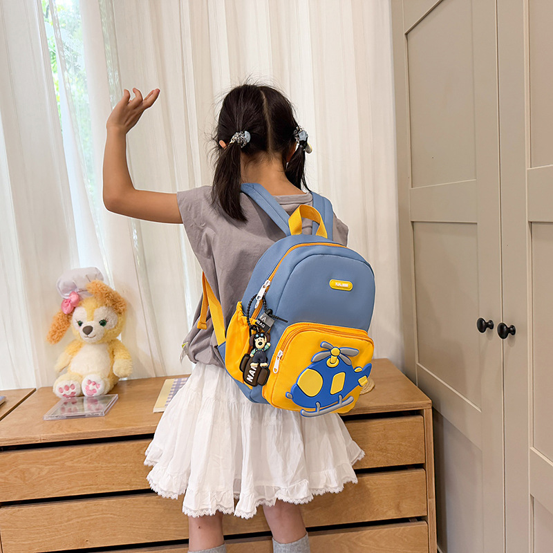 Jardín de infantes bolsas escolares de dibujos animados lindos helicópteros mochila para niños y niñas mochila pequeña de gran capacidad para niños