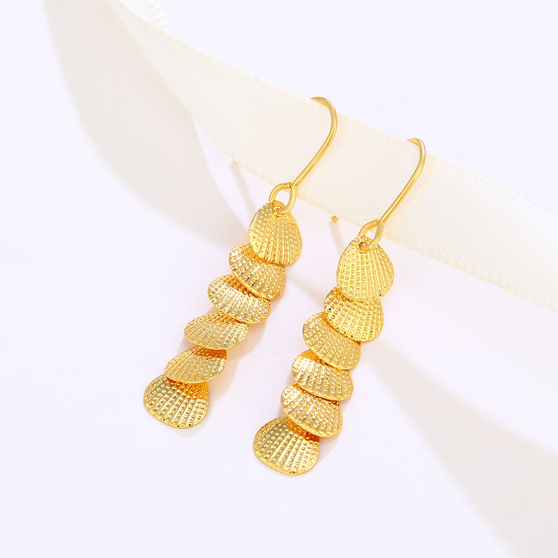 Joyas Xuping pendientes largos creativos conchas en forma de gancho de orejas frisa temperamento pendientes de conchas al por mayor para mujeres