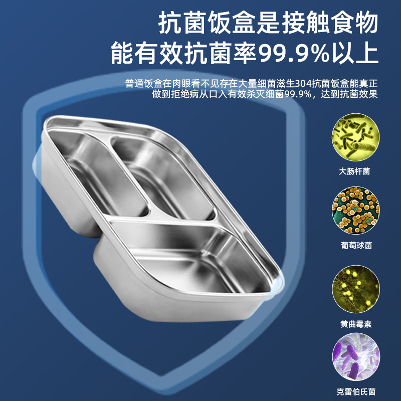 Caja de almuerzo de acero inoxidable rectangular caja de almacenamiento con cubierta casera de almacenamiento sellado caja de almuerzo de almuerzo