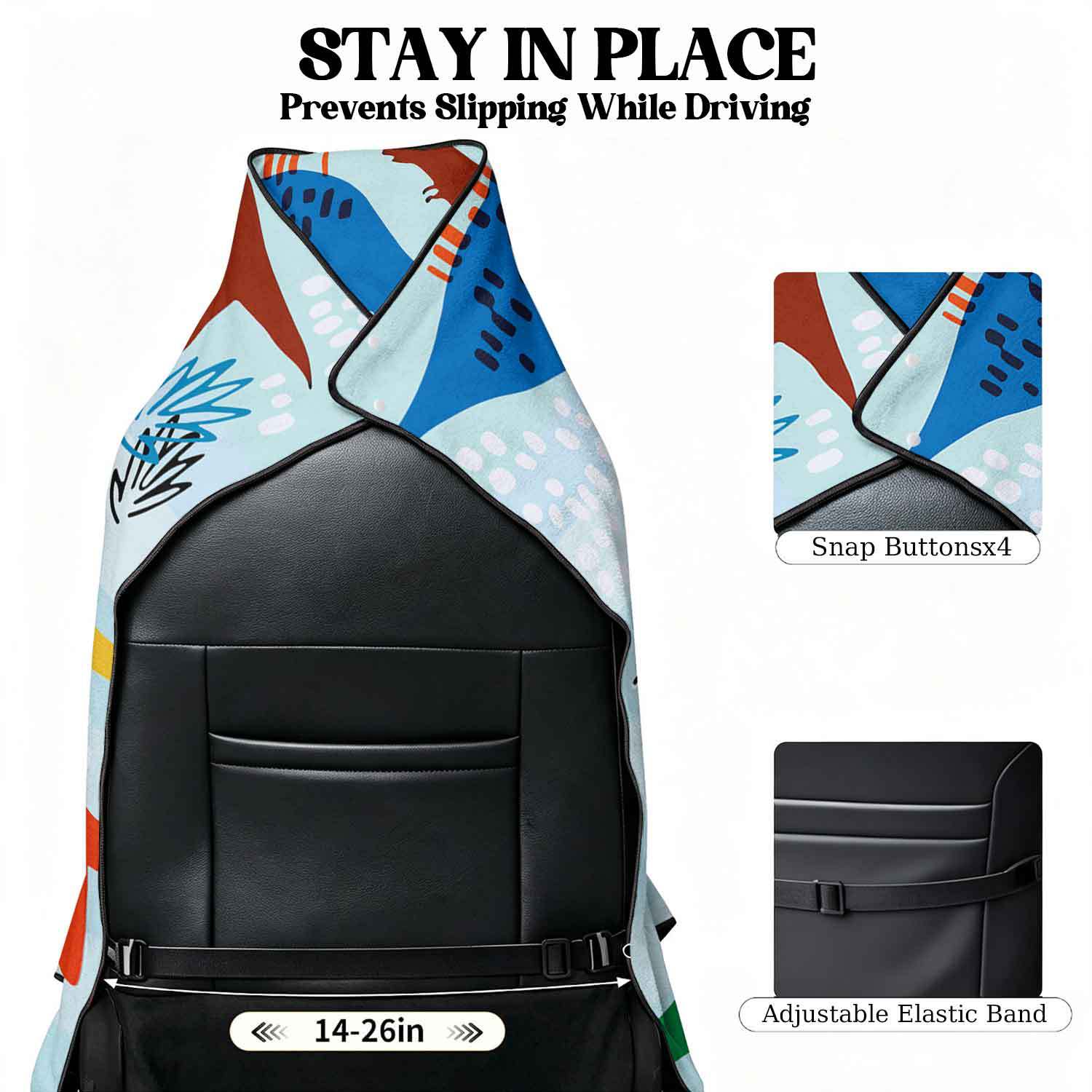 Printed bath towel and car seat cover 2-in-1, ultra-fine fiber outdoor beach and car dual-use universal seat cushion