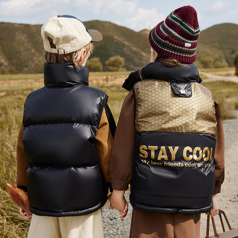 Kids' Lightweight Down Vest – 90% White Duck Fill Puffer Sleeveless Jacket, Breathable & Warm, Unisex Layering Piece For School & Outdoor (Black)_voghion.com