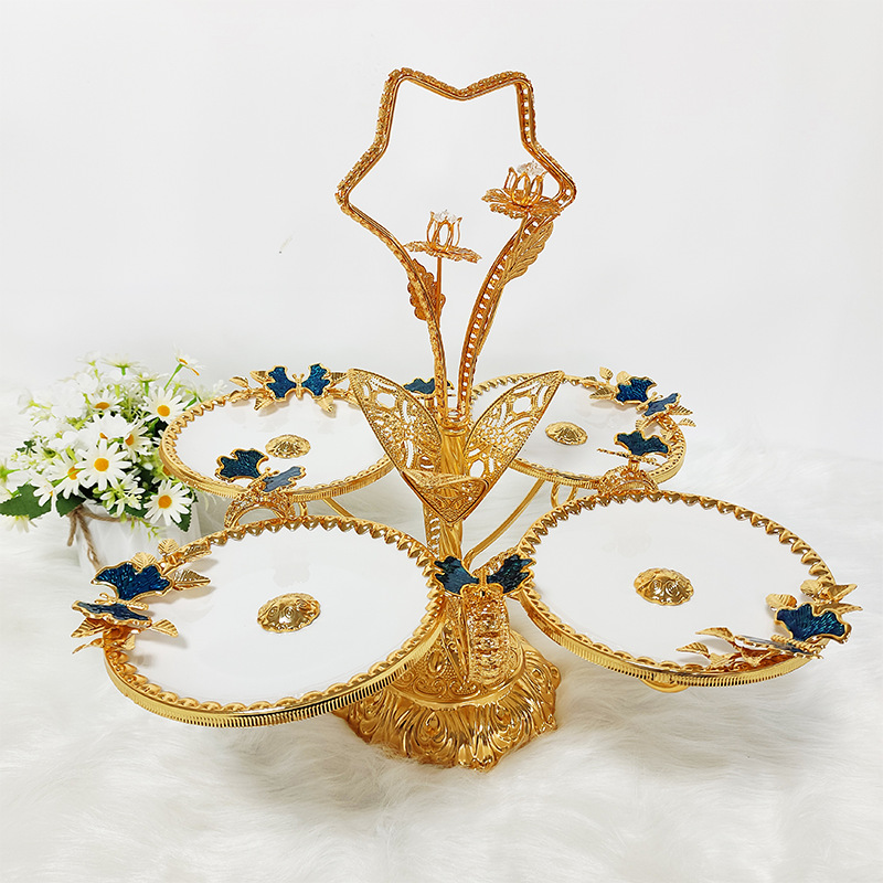 네 머리 회전 나비 세라믹 과일 접시