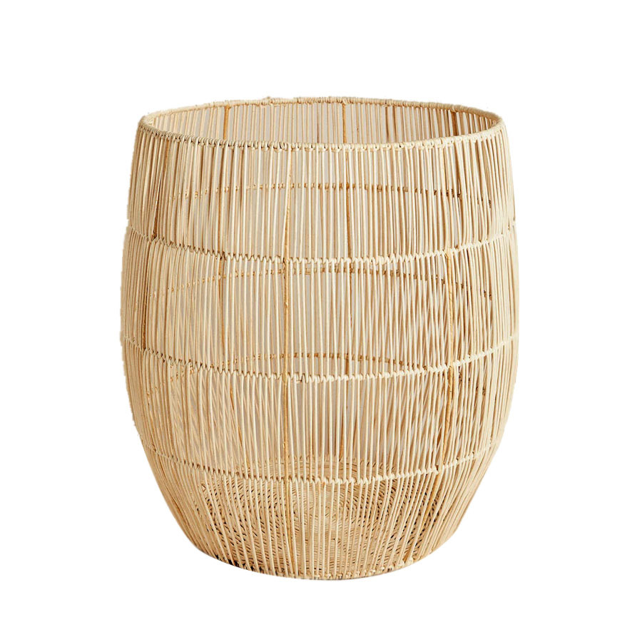 Estilo nórdico ropa sucia canasta de almacenamiento de juguete Marco de hierro canasta de ropa de ratán canasta de lavandería tejida a mano Cubo de lavandería