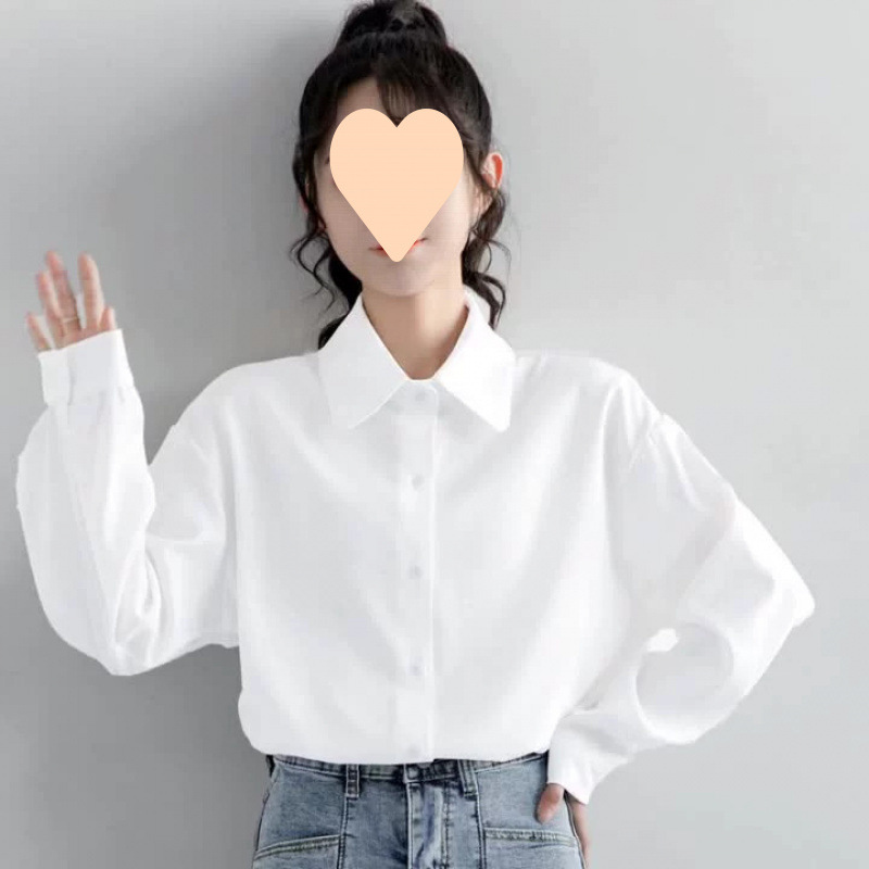 2025春秋装新款长袖白色衬衫女小众设计感简约白衬衣叠穿休闲上衣|undefined