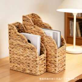 水葫芦草编桌面文件杂志收纳筐家用玩具零食整理篮家居波浪装饰篮
