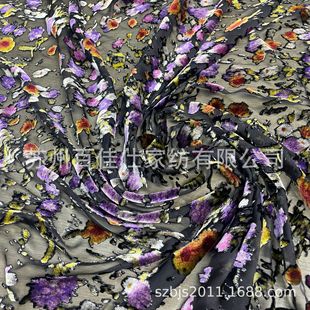 Woven Jiao Velvet Burnout Print, Silk Bottom, Can Be Used to All Kinds of Garments or Home Textiles