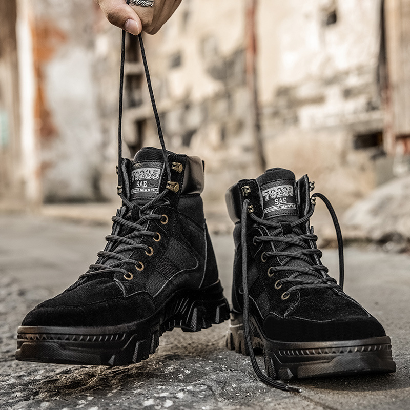 터프 맨 작업복 신발 남성 하이 탑 남성 신발 가을과 겨울 새로운 마틴 부츠 증가 캐주얼 가죽 부츠 높은 2021
