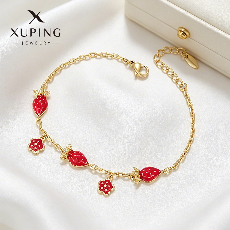 Xuping serie de goteo lindo viento pulsera de flores de fresa aleación de cobre chapado 14k Europa y América joyas transfronterizas al por mayor