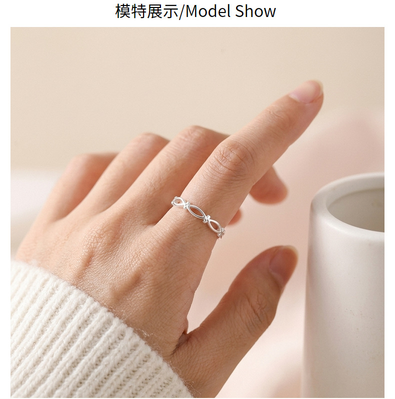 S925 Sterling Silver Hollow Interwoven Ring Women Mini