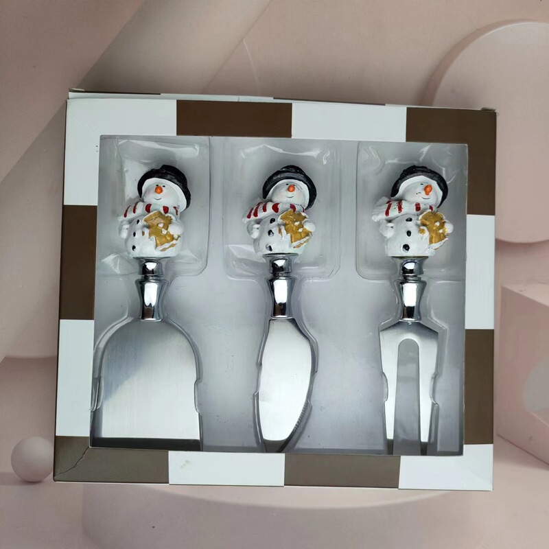 Christmas Snowman topper stainless steel knife and fork tableware suit cream knife cheese knife pizza shovel butter knife pizza knife