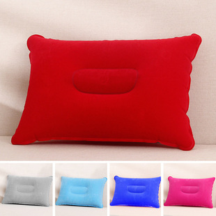 Rectangular lunch break nap inflatable air pillow outdoor camping cushion travel flocking inflatable pillow wholesale