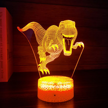 跨境专供恐龙系列七彩3D小夜灯 LED触摸遥控创意圣诞礼品3D台灯