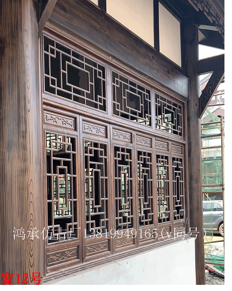 东阳木雕厂仿古门窗中式仿古花格窗户木格栅复古实木雕花门-阿里巴巴