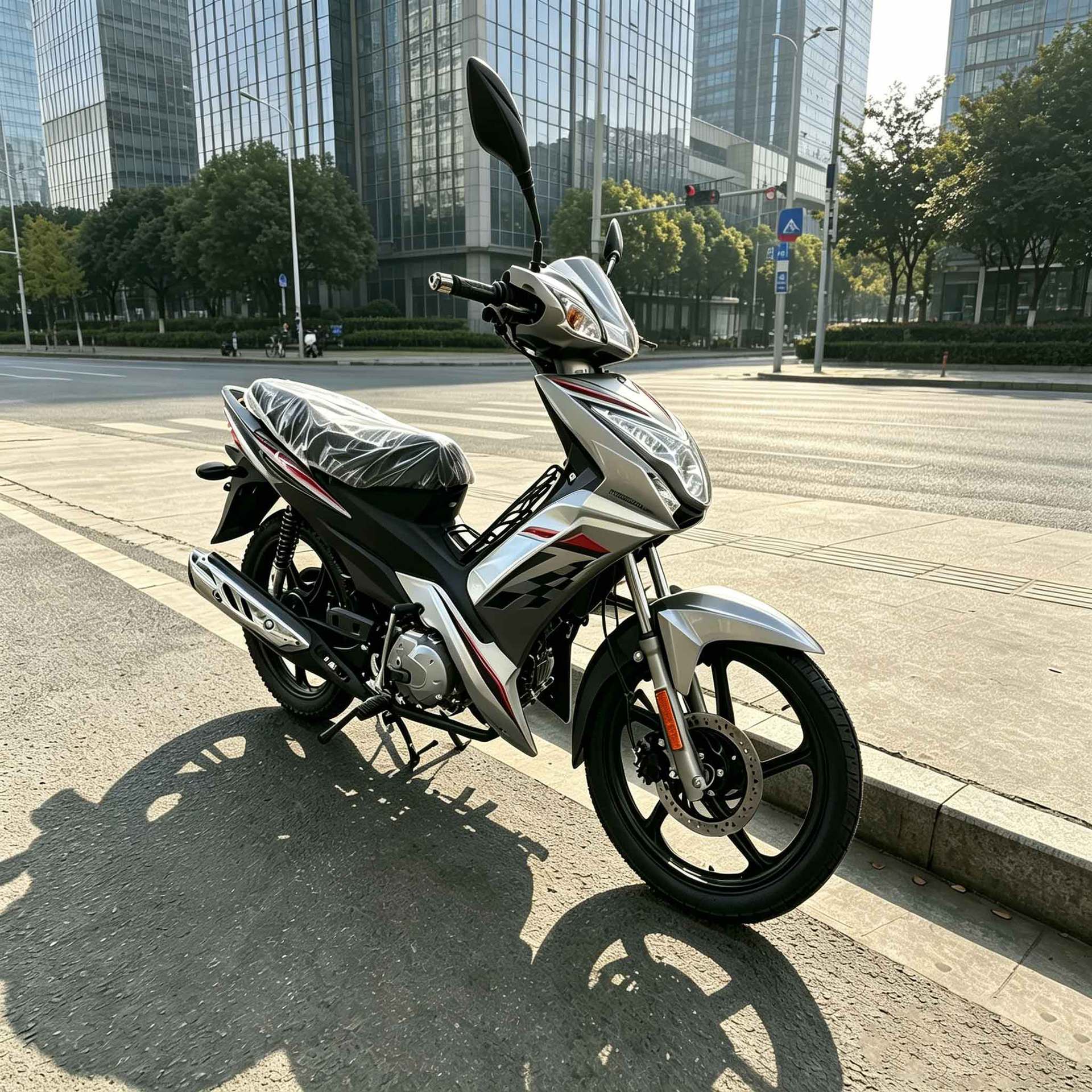 Foreign Trade Cross-Border Curved Frame Fuel-Powered Motorcycle for Passenger and Cargo Transport, Adult Use, Direct Factory Wholesale Export, Fuel-Efficient and Durable Model
