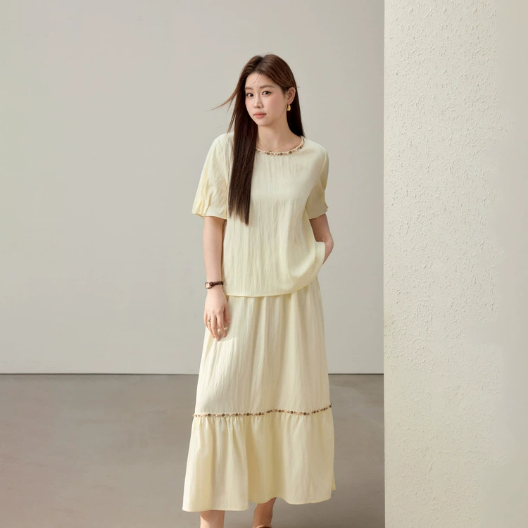 [Набор для удаления классического вкуса] Ленивый литературный комплект из двух предметов в стиле ретро, ​​тонкая и яркая женская одежда больших размеров, новый летний стиль fat mm2025