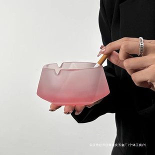 Creative Glass Ashtray Anti-Fly Ash Household Living Room Ornaments Bedroom Atmospheric Glass Ashtray
