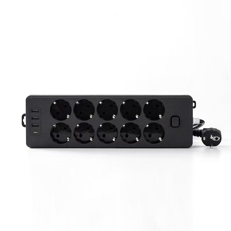 Enchufe USB de cable de enchufe ruso estándar europeo de estilo alemán con interruptor de 10 orificios Enchufe de fila estándar europeo Placa de enchufe al por mayor para el hogar