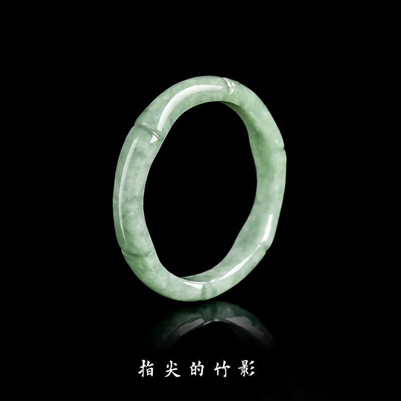 Кольцо из натурального жадеита класса А с зеленым бамбуковым узлом, женское нефритовое кольцо с трехмерным семенем боба, индивидуальное.