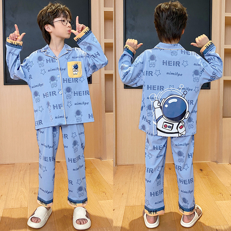 Nuevos pijamas infantiles primavera y otoño niños algodón de manga larga delgada para niños mayores adolescentes niños ropa de hogar al por mayor
