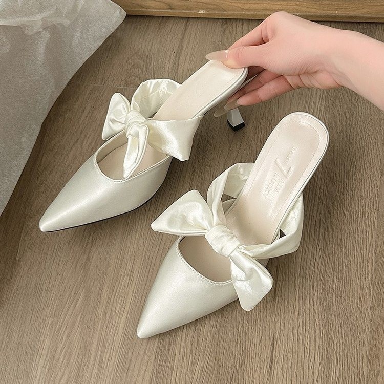 2025 Spring New Pointed Stiletto High Heels Elegant Slimming French Fashion Closed Toe Mules For Women_vogvips.com