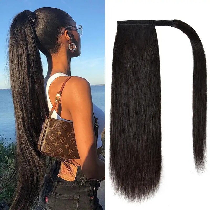 New Wig Ponytail Corn Silk Fluffy Invisible Velcro Yaki Straight Ponytail Wig