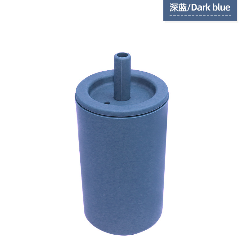 Taza de silicona para bebés, taza de agua para niños, taza de agua a prueba de caídas y antideslizante con cubierta, taza doméstica simple, taza de paja de silicona, taza grande