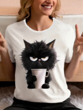 E 90161 Printed Round Neck Casual T-Shirt �W��ӡ������