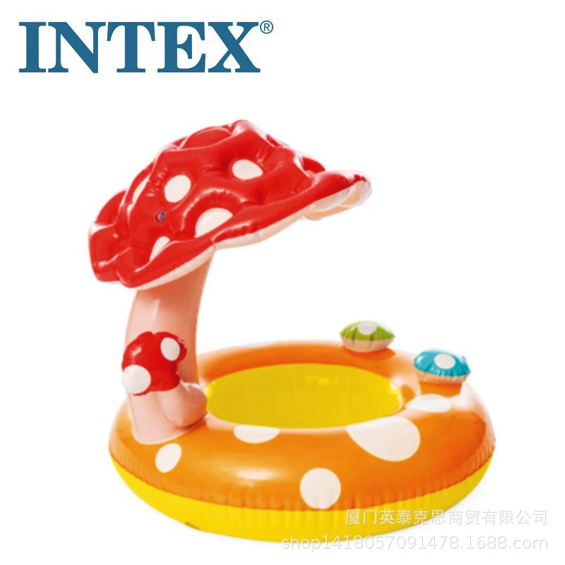 Надувной кольцевой плавательный круг INTEX с грибами-вешанками для игры в воде из ПВХ