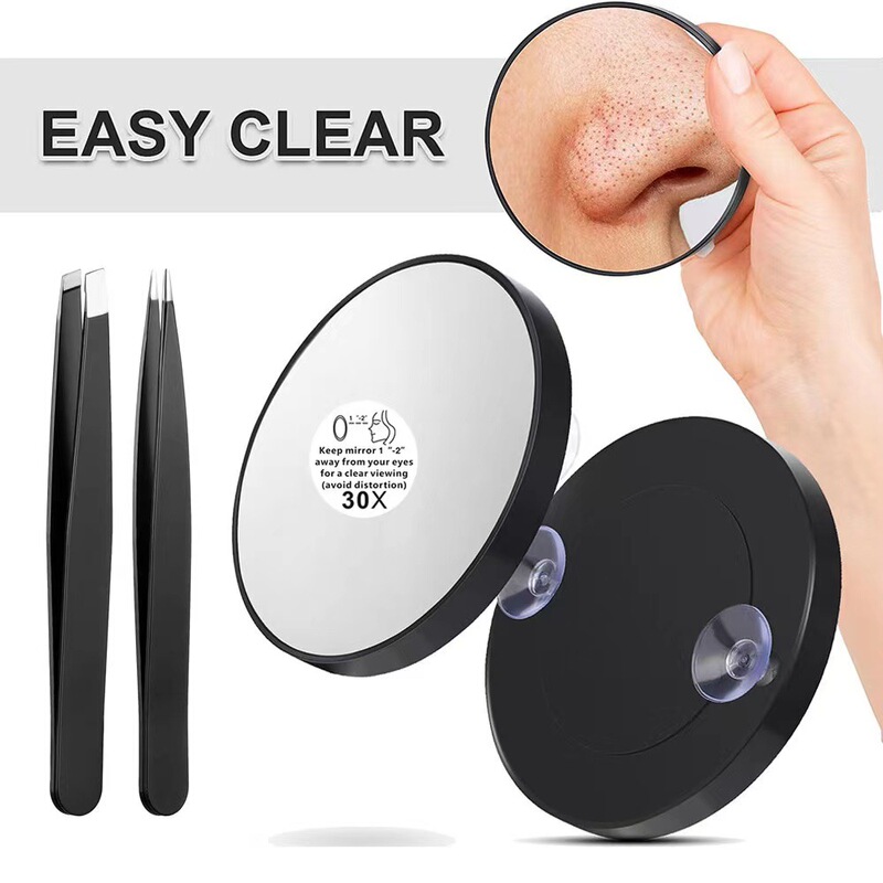Magnifying makeup mirror 30 times magnifying small mirror shaving round pores blackhead suction cup handheld 10 times 20 times makeup mirror