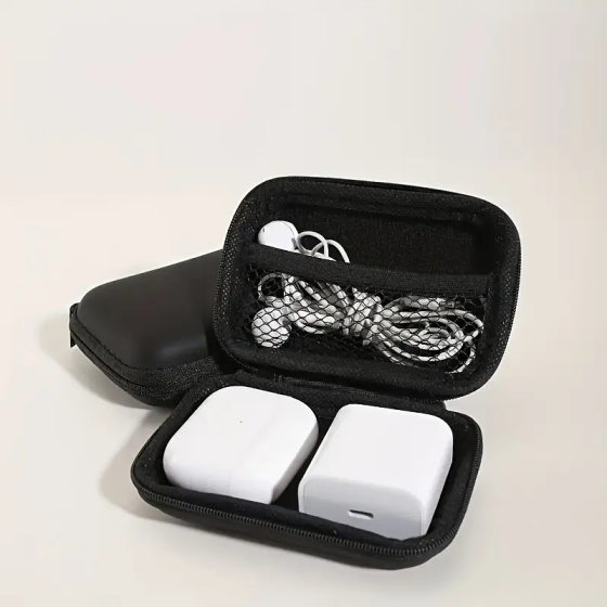 Compact portable travel storage box for mobile phone charger, data cable and headset storage portable