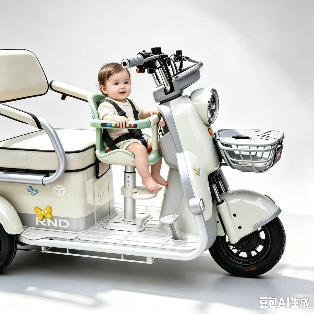 Front-mounted shock-absorbing child seat for electric vehicles, universal safety seat for electric motorcycles, electric tricycles, and battery-powered vehicles