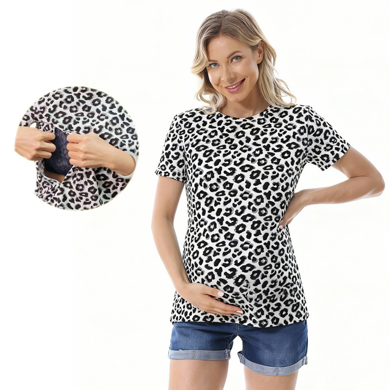 New Large Size Maternity Tops, Nursing Clothes, Outer Wear, Maternity Short-Sleeved T-Shirts, Nursing Clothes, Summer Clothes, Large Size Cross-Border S-4Xl
