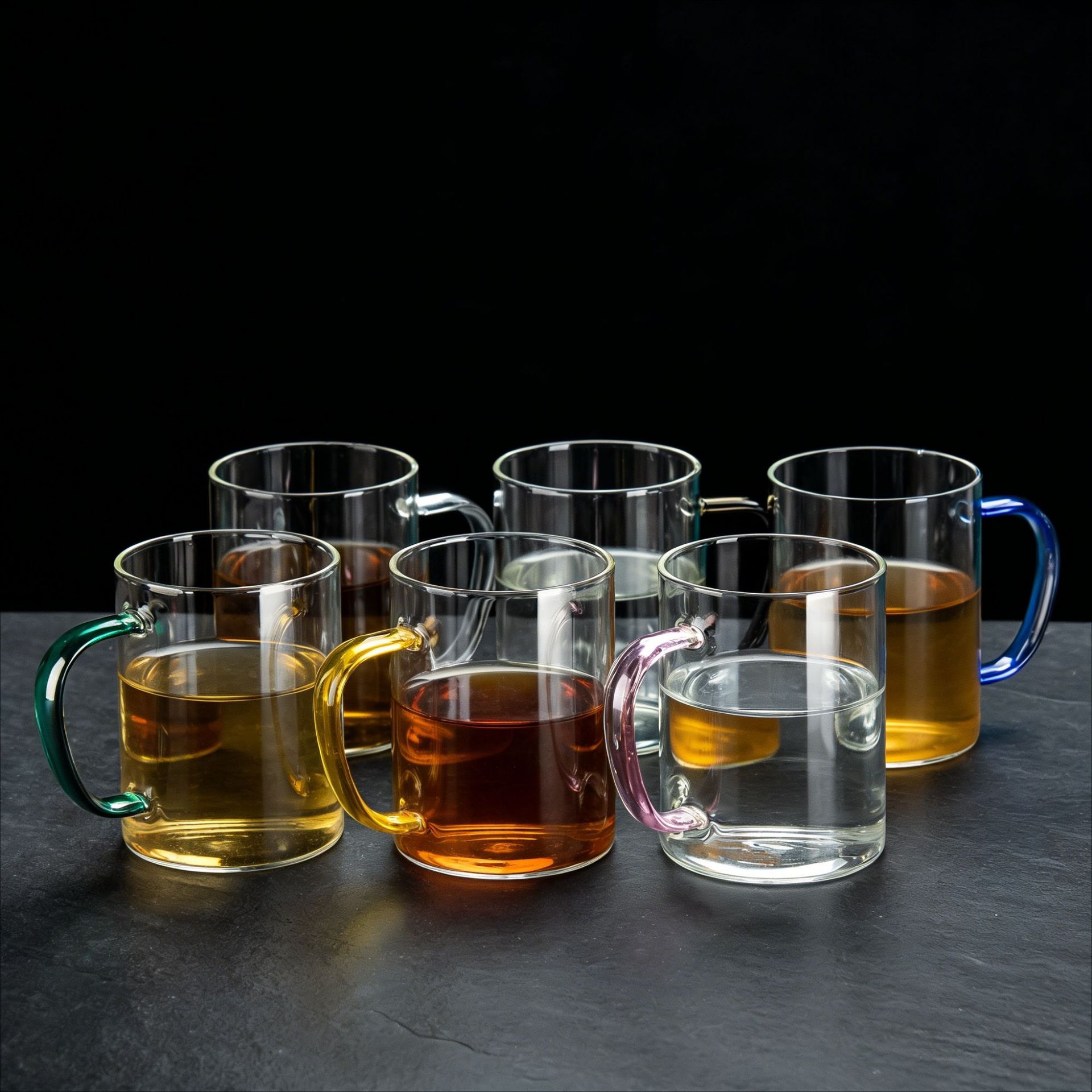 Taza de vidrio de alta sensación resistente al calor simple taza de leche taza de agua para beber taza de té verde sala de estar hogar set de agua