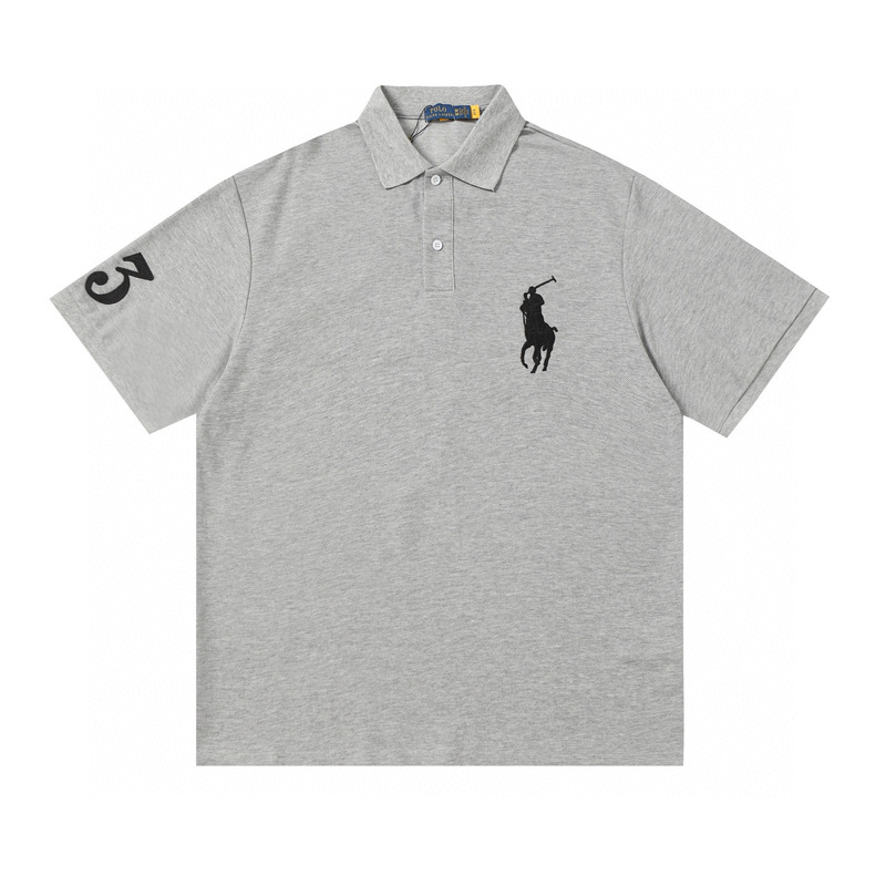 跨境拉夫三匹小马logo刺绣休闲赛马翻领Polo衫T恤短袖青年商务男|undefined