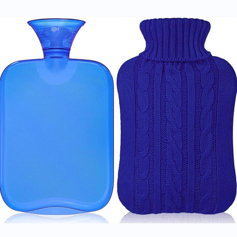 热水瓶带盖针织透明热水袋(2 升)热水袋暖手暖脚暖床可拆卸冷热包