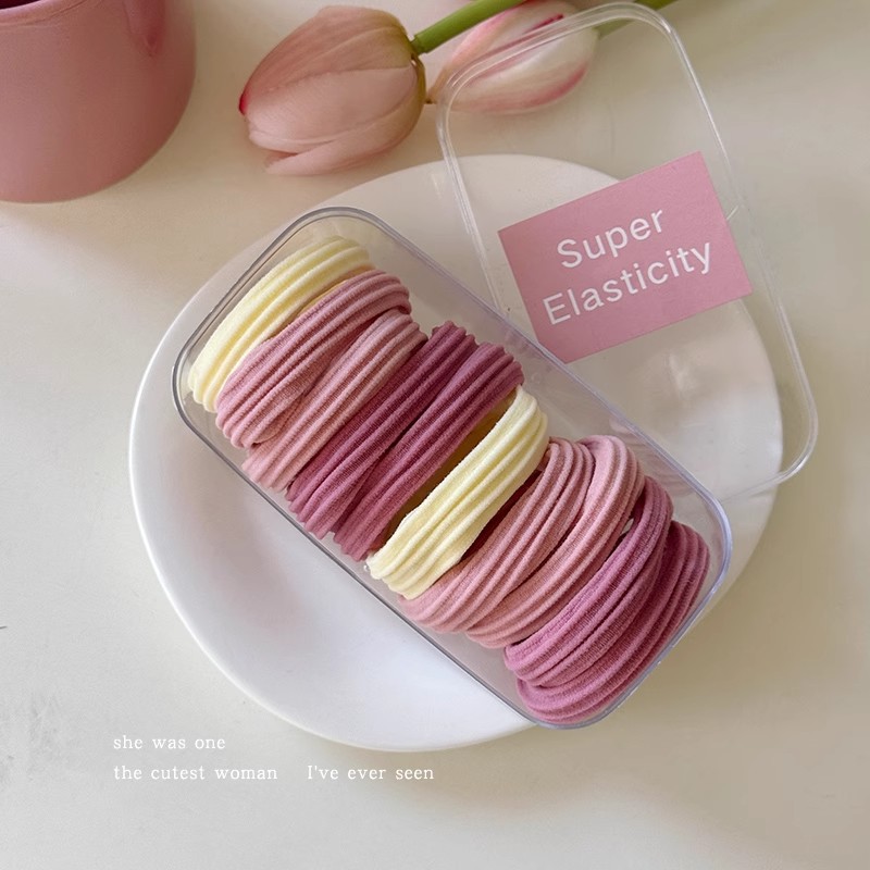 Rosa suave y ceroso sin dañar la cuerda para el cabello para mujer, banda de goma duradera de alta elasticidad, funda de cuero, cuerda para el cabello de cola de caballo alta, lazo para el cabello para niños