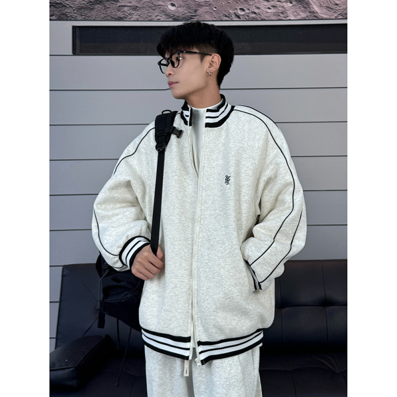 ACU 남성복 | 400G 벨벳 루즈 야구 재킷 2025 가을과 겨울 리브 자수 재킷 남성 코트