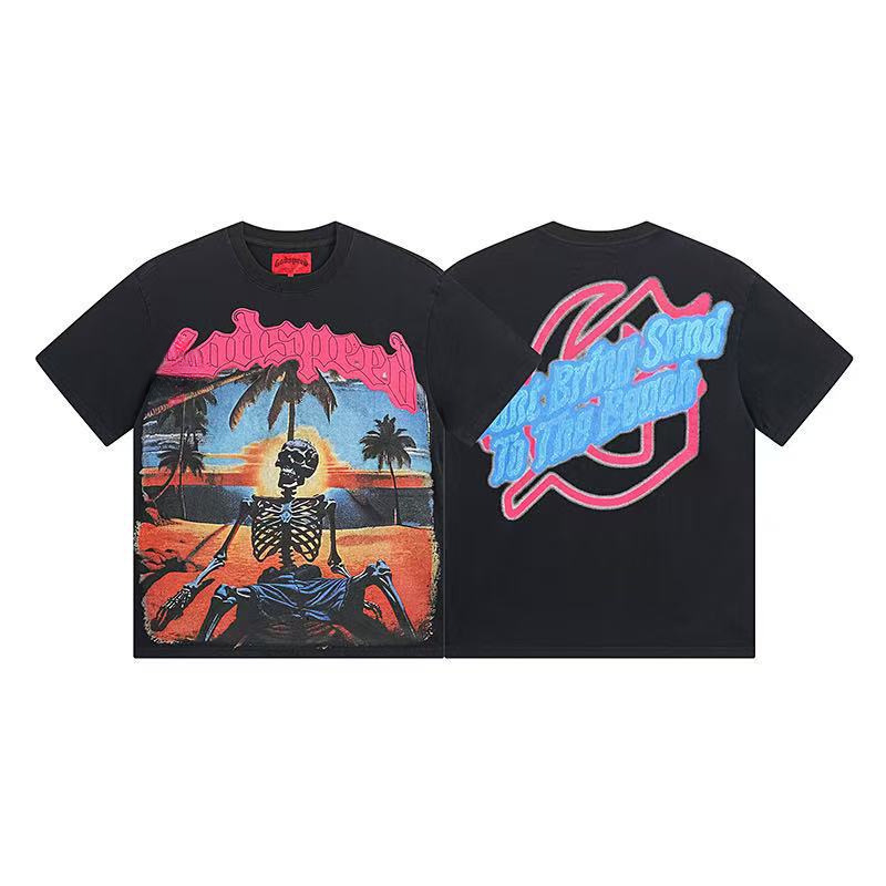 25ss アメリカのトレンディなブランド GOD ロックバンド ヒップホップ レタープリント 半袖 高品質 コットン Tシャツ カップル同スタイル|undefined