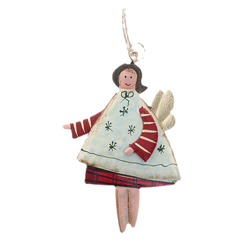 Transfronteriza nueva Navidad pintado vintage árbol de Navidad adornos de hierro Ángel colgante diseño de escena