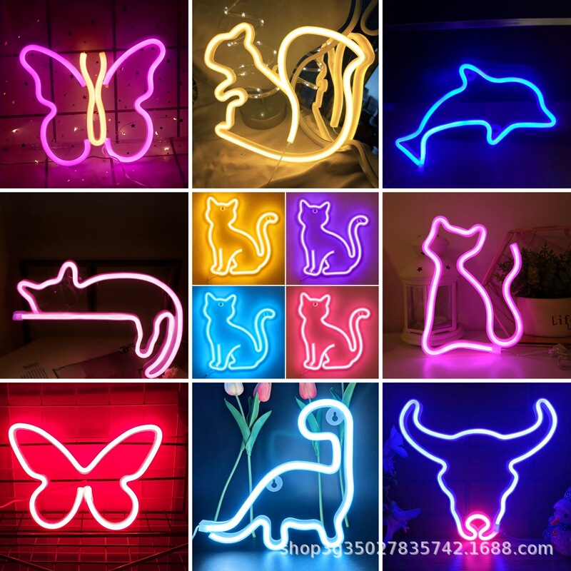 Animal Series Neon Lights Led Lights Shaped Lights Butterfly Kitten Unicorn Bedroom Internet Celebrity Decoration Small Colorful Lights Animal Series Neon Lights Led Lights Shaped Lights Butterfly Kitten Unicorn Bedroom Internet Celebrity Decoration Small Colorful Lights